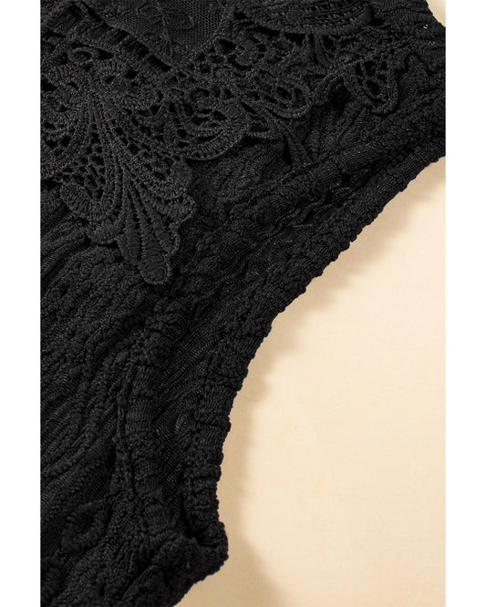 Guipure Lace Crochet Keyhole Back Tank Top