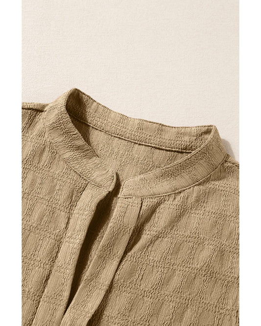 Lattice Textured Split Neck Tank Top
