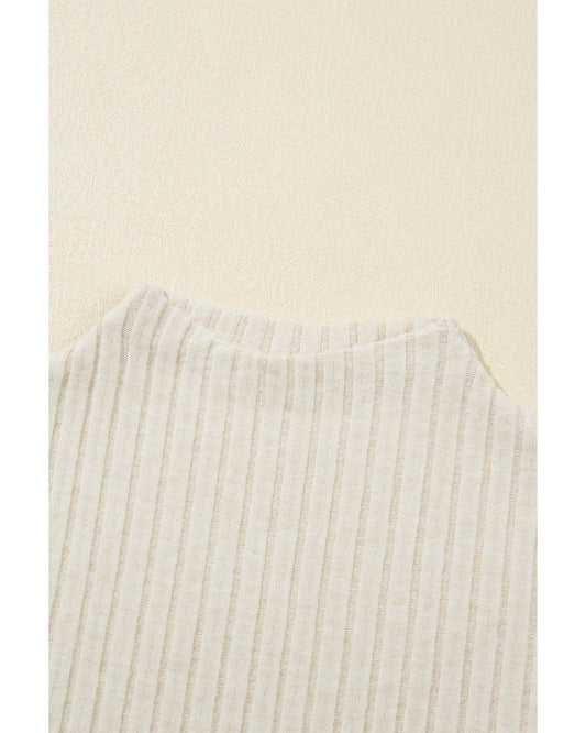 Apricot Ribbed Knit Mock Neck Tank Top