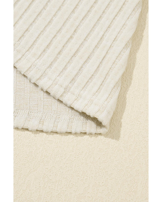 Apricot Ribbed Knit Mock Neck Tank Top