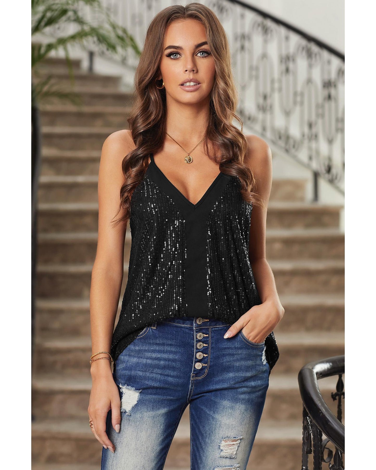 Azura Exchange Sequin Racerback Tank Top