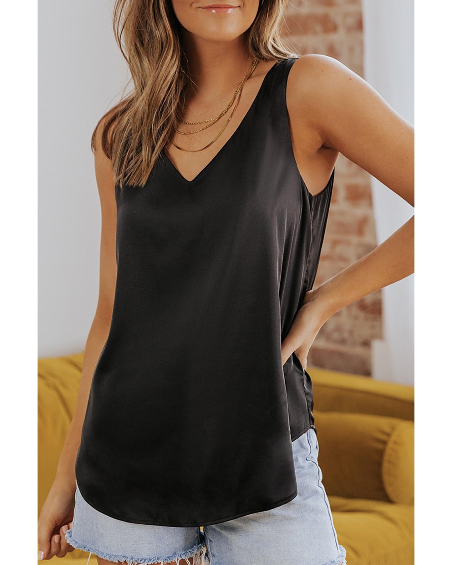 Deep V Neck Loose Tank Top