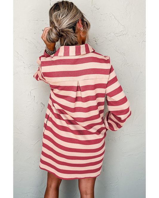 Collared V Neck Loose Dress