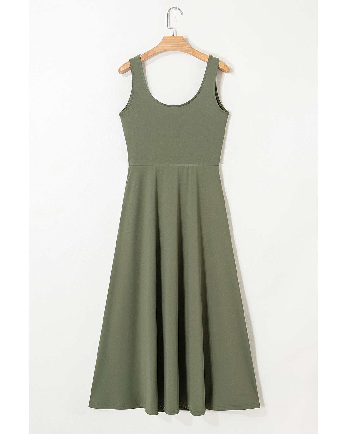 Four Leaf Clover Sleeveless Scoop Neck Flared Split Midi Dress - L