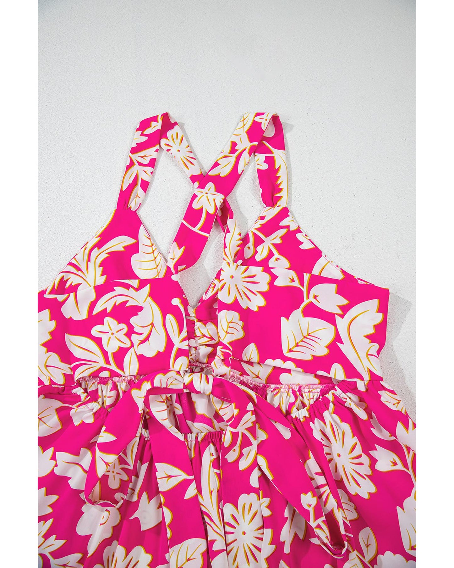 Rose Floral V Neck Crisscross Backless Maxi Dress - XL