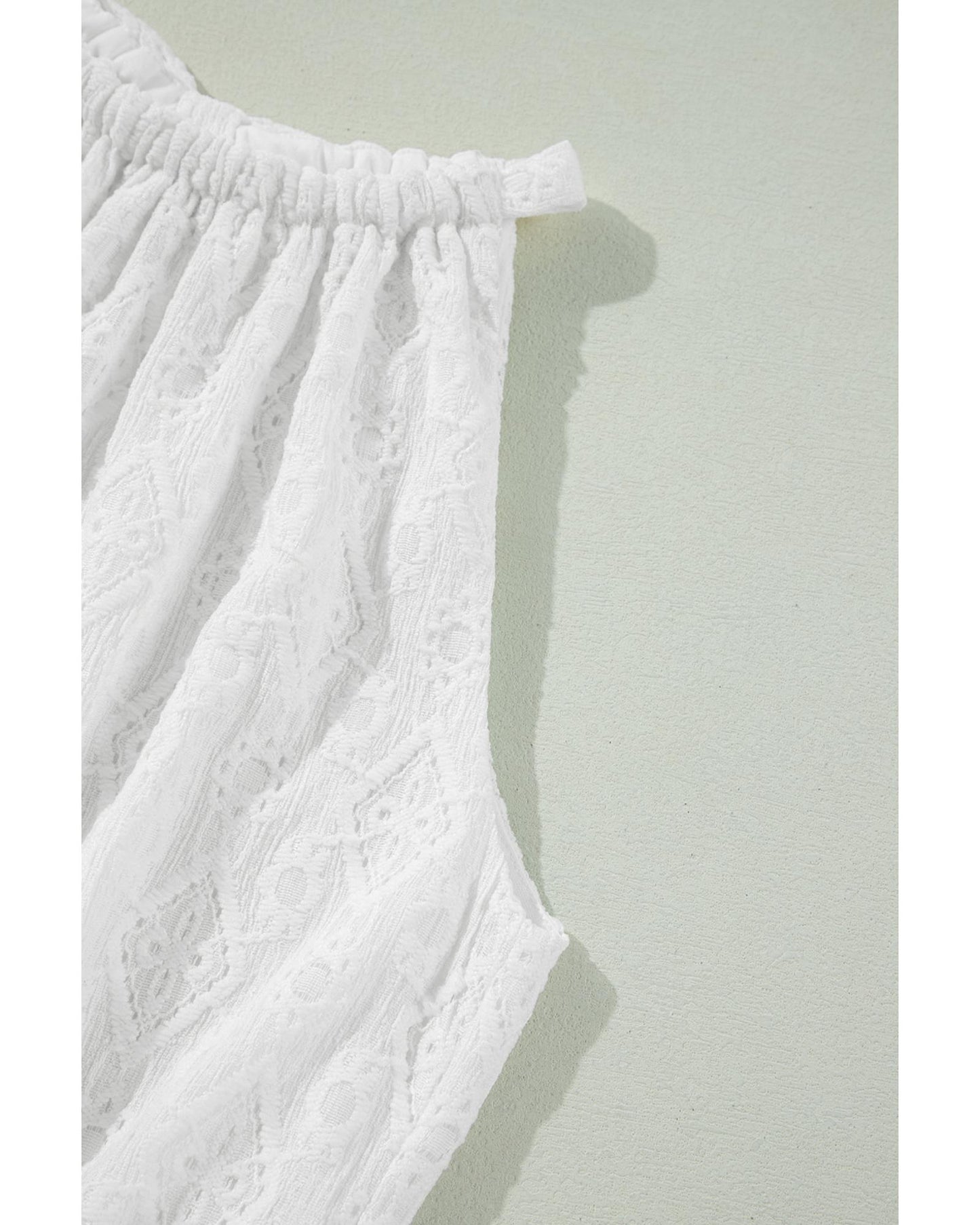 White Lace Sleeveless Knot Hollow Out Back Tied Waist Mini Dress