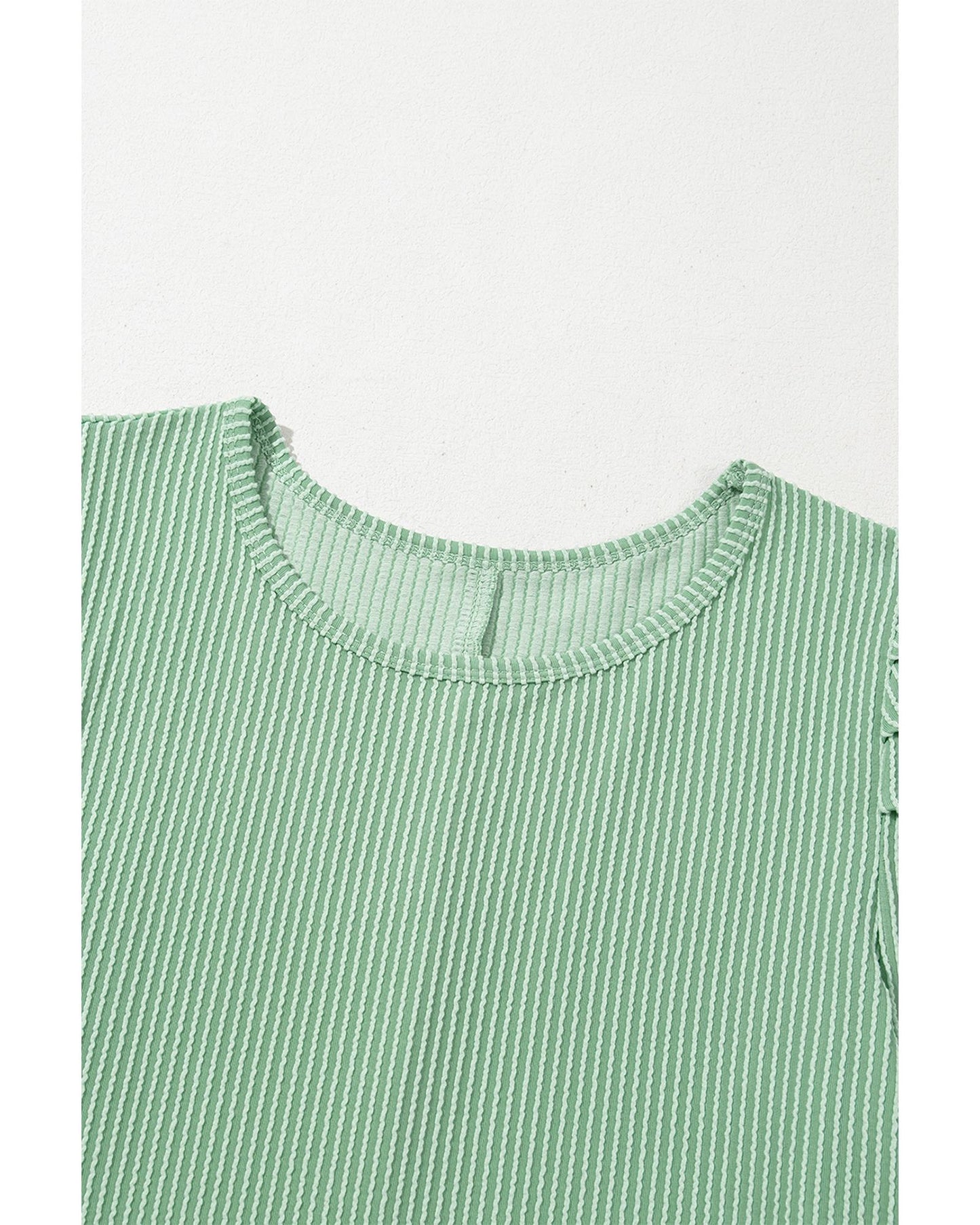Corded Knit Crew Neck Puff Sleeve Shift Mini Dress