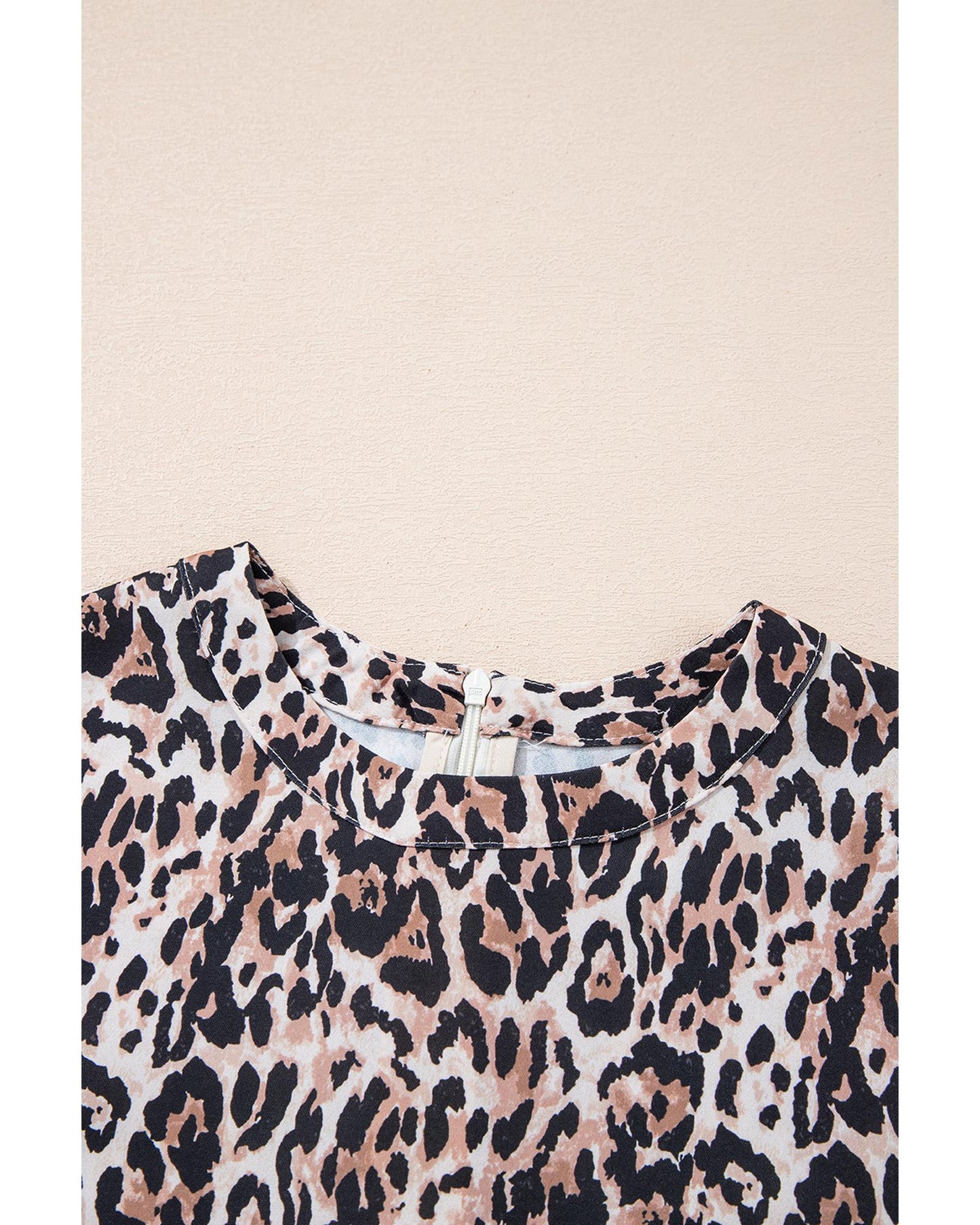 Brown Leopard Print Crew Neck Shift Short T Shirt Dress - M