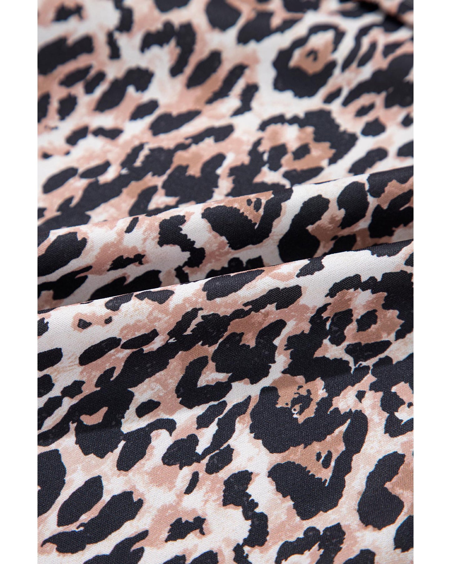 Brown Leopard Print Crew Neck Shift Short T Shirt Dress - M