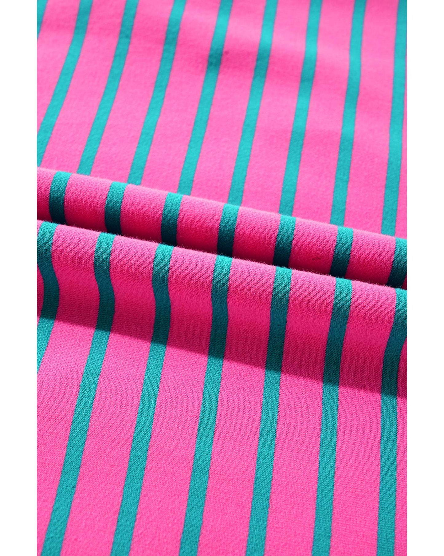Azura Exchange Pink Stripe Collared V Neck Puff Sleeve T Shirt Dress - L