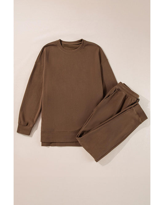 Solid Colour High Low Pullover and Skinny Pants Set