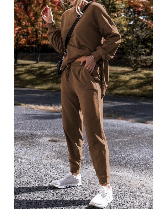 Solid Colour High Low Pullover and Skinny Pants Set