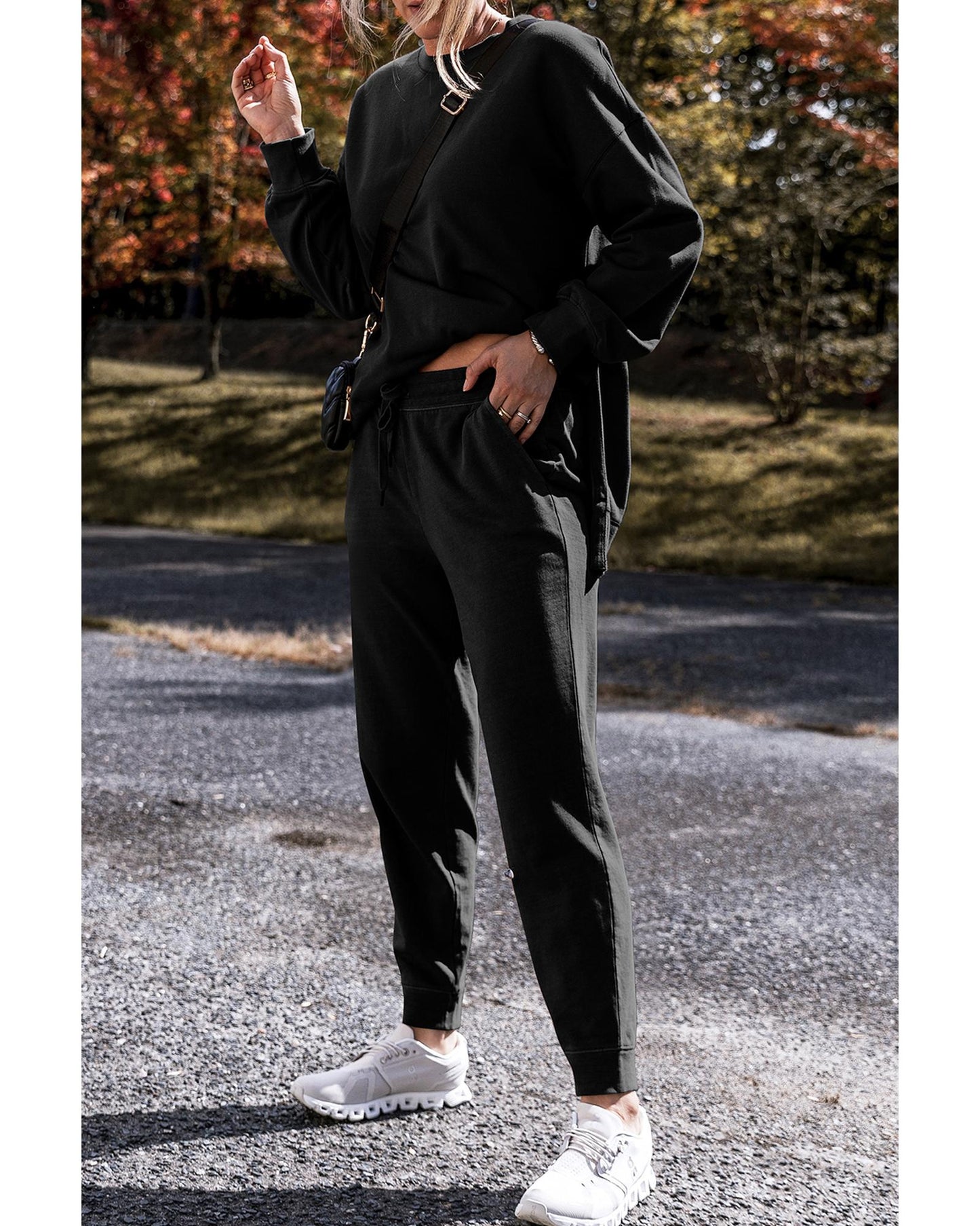Solid Colour High Low Pullover and Skinny Pants Set