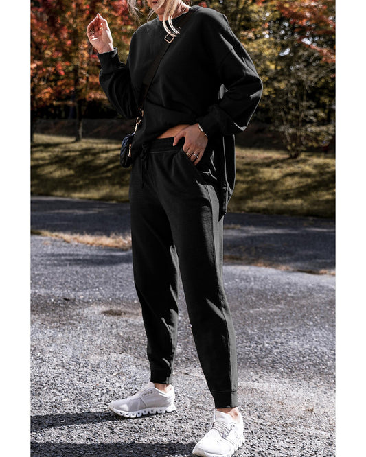 Solid Colour High Low Pullover and Skinny Pants Set