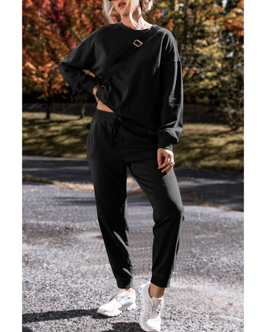 Solid Colour High Low Pullover and Skinny Pants Set