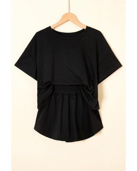 Cropped Tee and Ruffle High Waist Skort