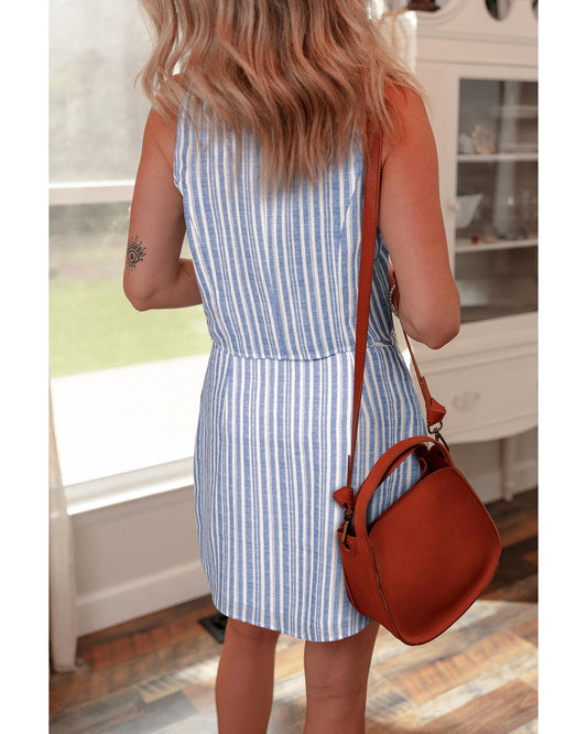 Sky Blue Stripe Two-Piece Workwear Ensemble