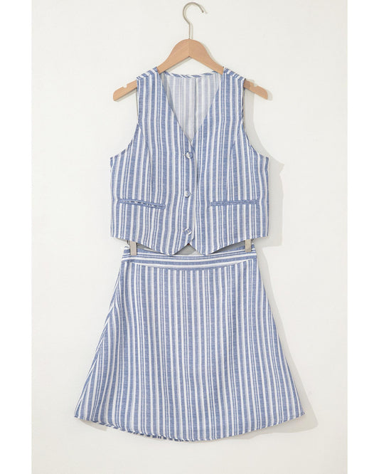 Sky Blue Stripe Two-Piece Workwear Ensemble