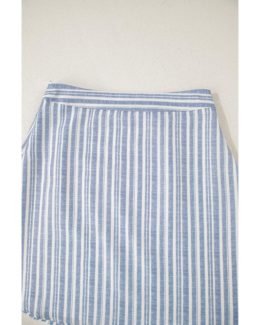 Sky Blue Stripe Two-Piece Workwear Ensemble