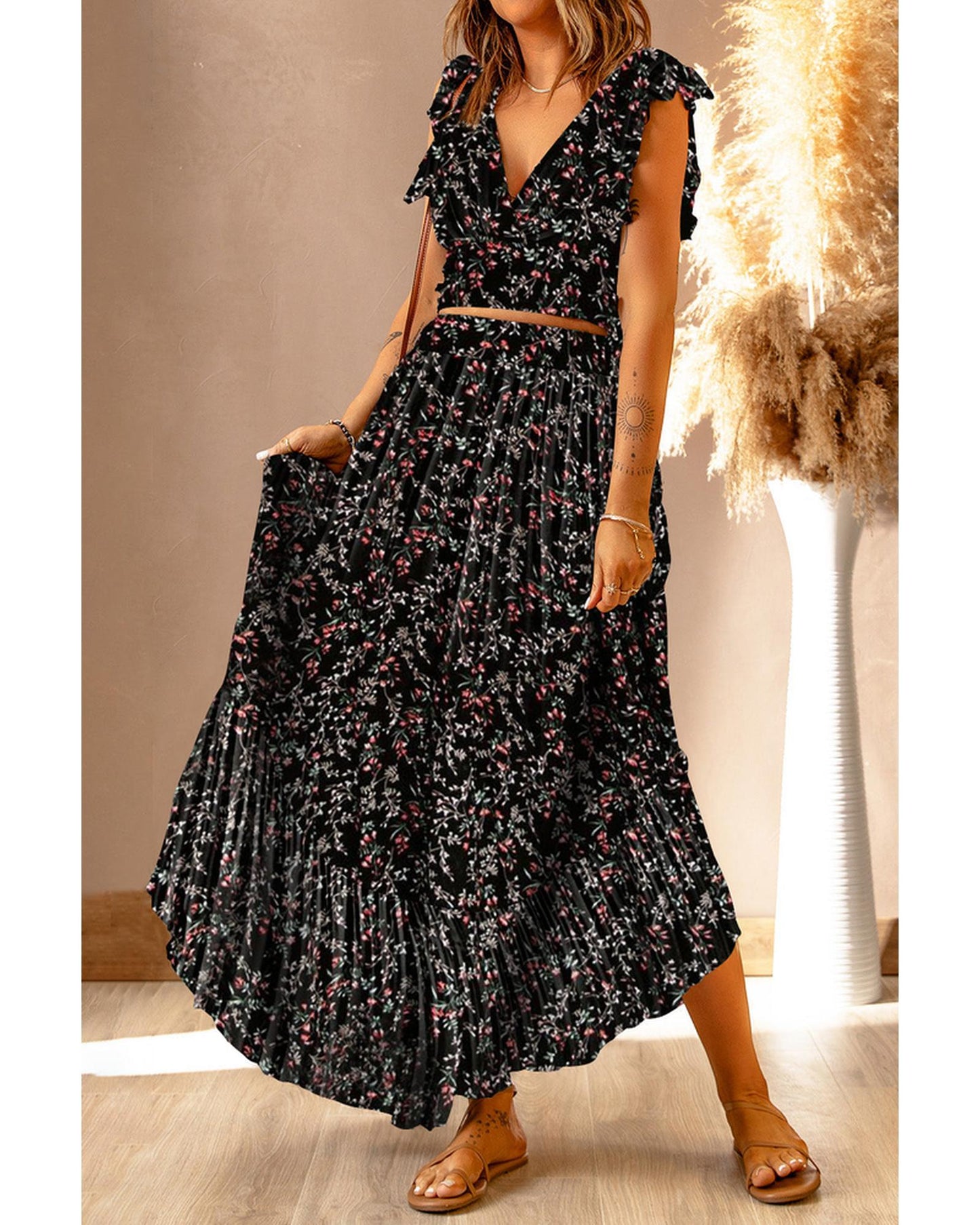 Azura Exchange Crop Top and Maxi Skirt Set
