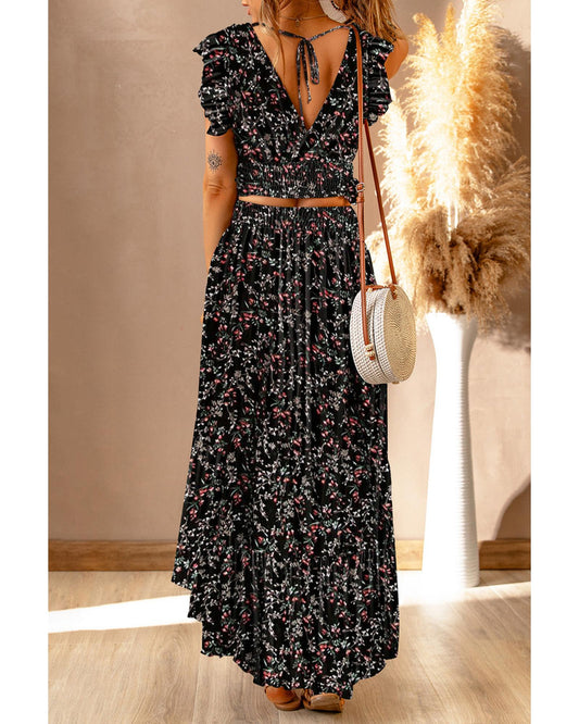 Azura Exchange Crop Top and Maxi Skirt Set