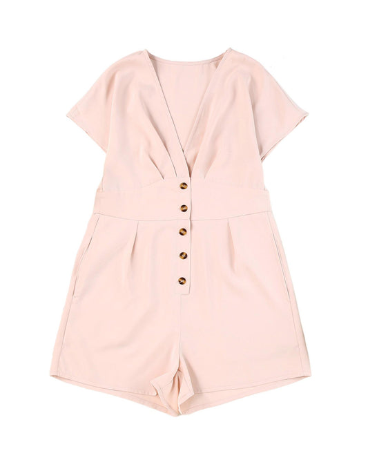 Azura Exchange Deep V-Neck Buttoned Romper