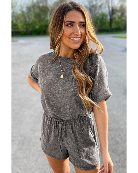 Azura Exchange Ribbed Elastic Waist Romper