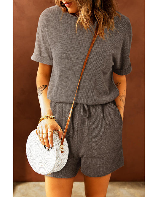Azura Exchange Ribbed Elastic Waist Romper
