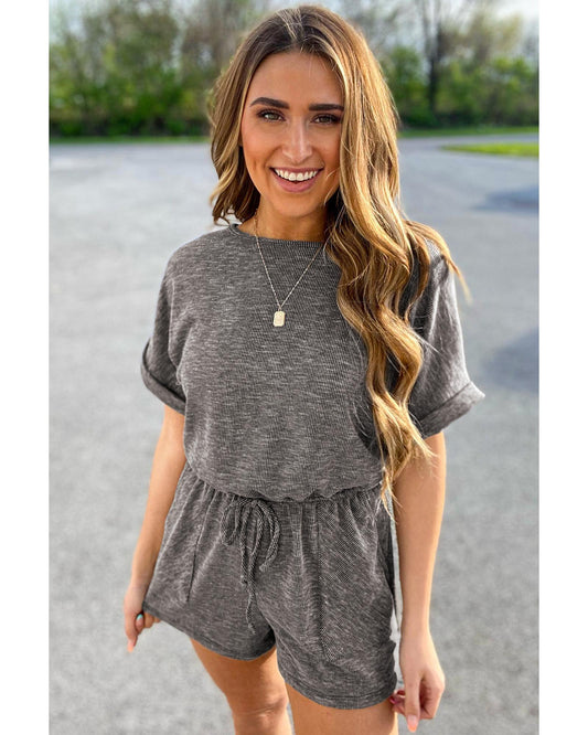 Azura Exchange Ribbed Elastic Waist Romper