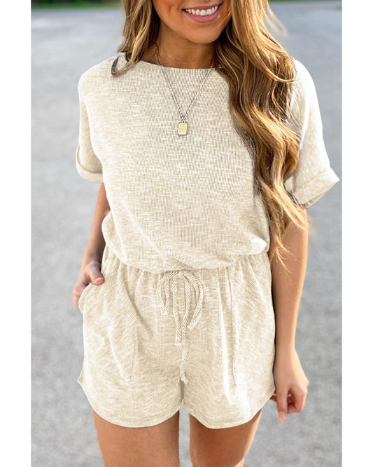 Azura Exchange Ribbed Elastic Waist Romper