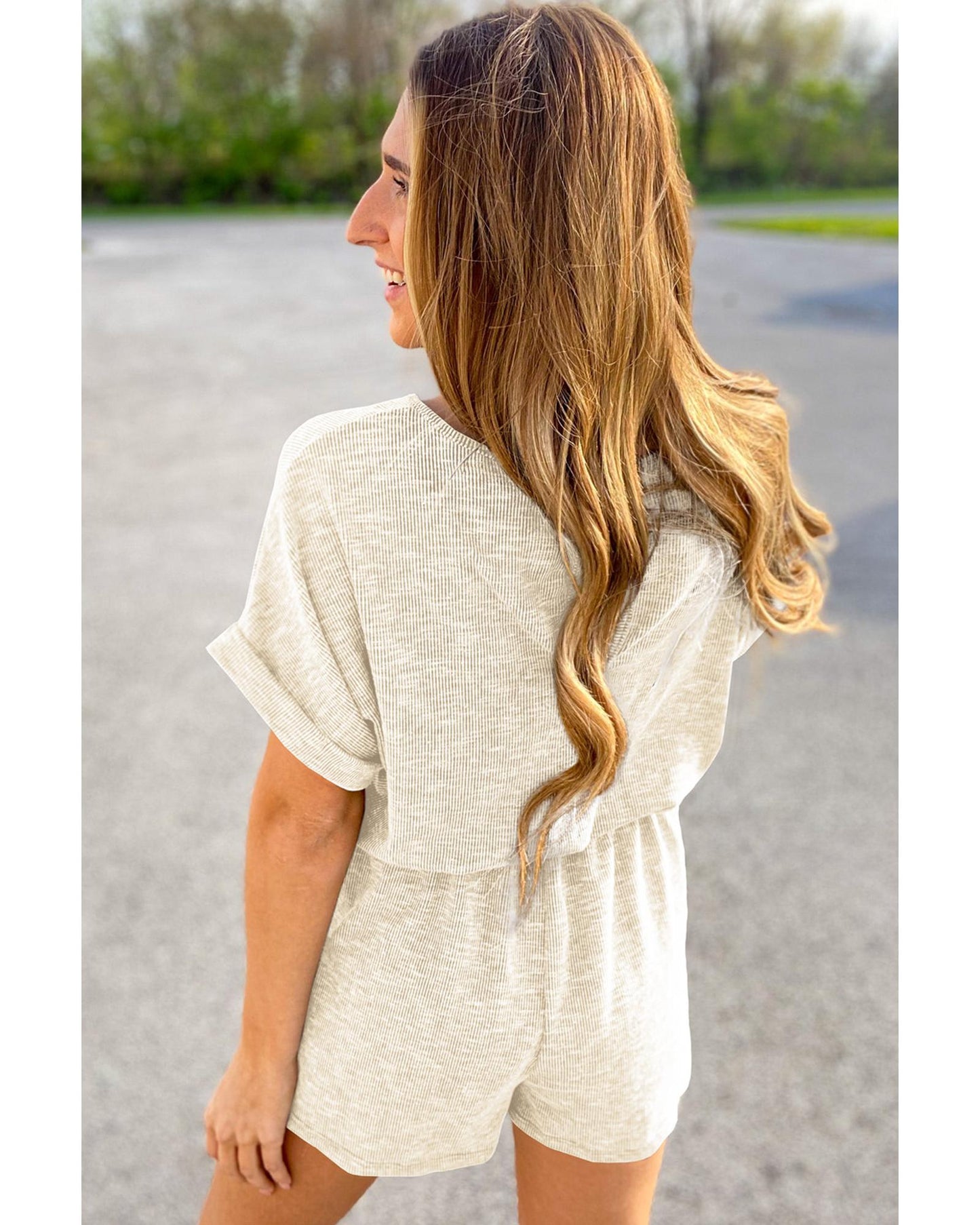 Azura Exchange Ribbed Elastic Waist Romper