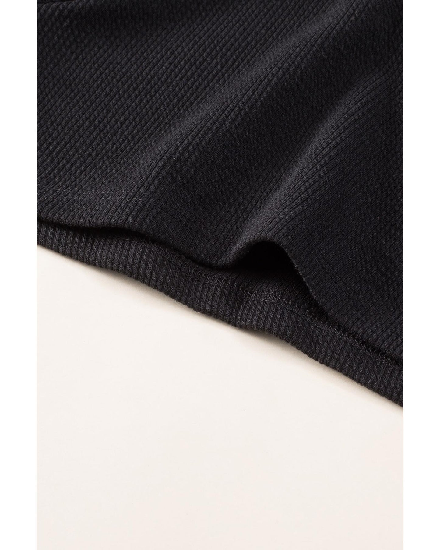 Black Brushed Ribbed Button Split V Neck Romper