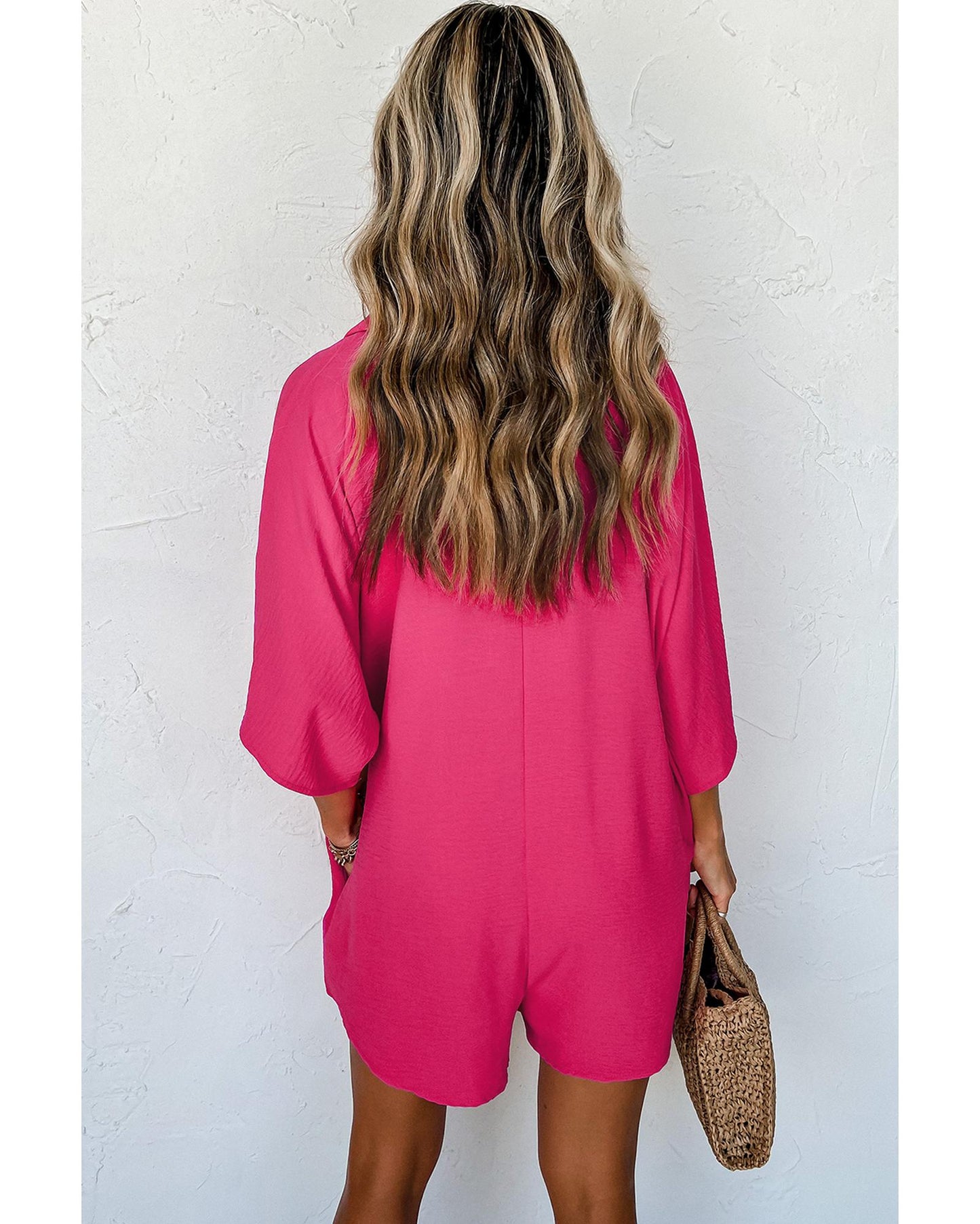 Half Button Collared Loose Romper