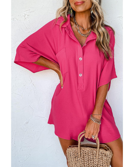 Half Button Collared Loose Romper