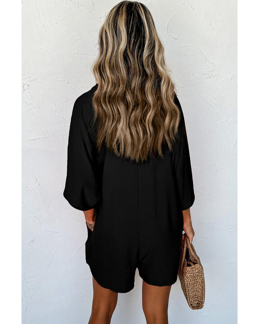 Half Button Collared Loose Romper