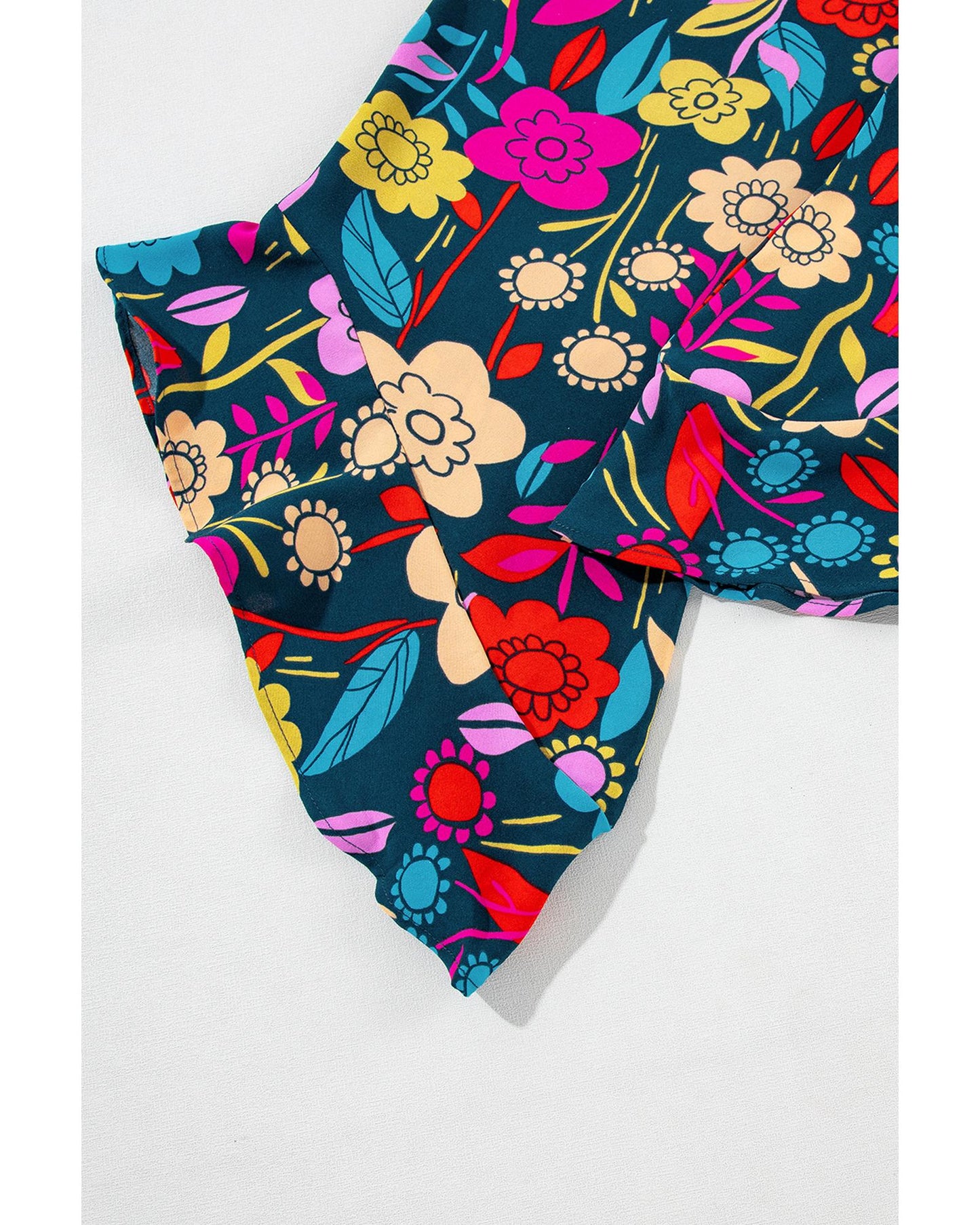 Mix Tropical Print Strapless Ruffled Jumpsuit