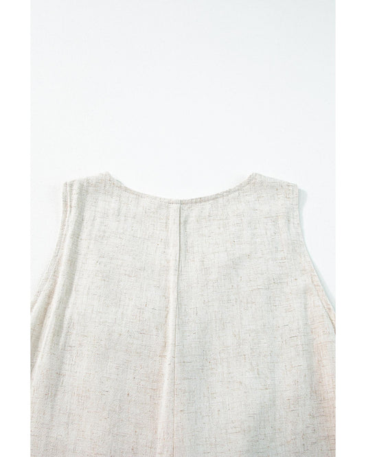 Sleeveless V-Neck Buttoned Front Romper