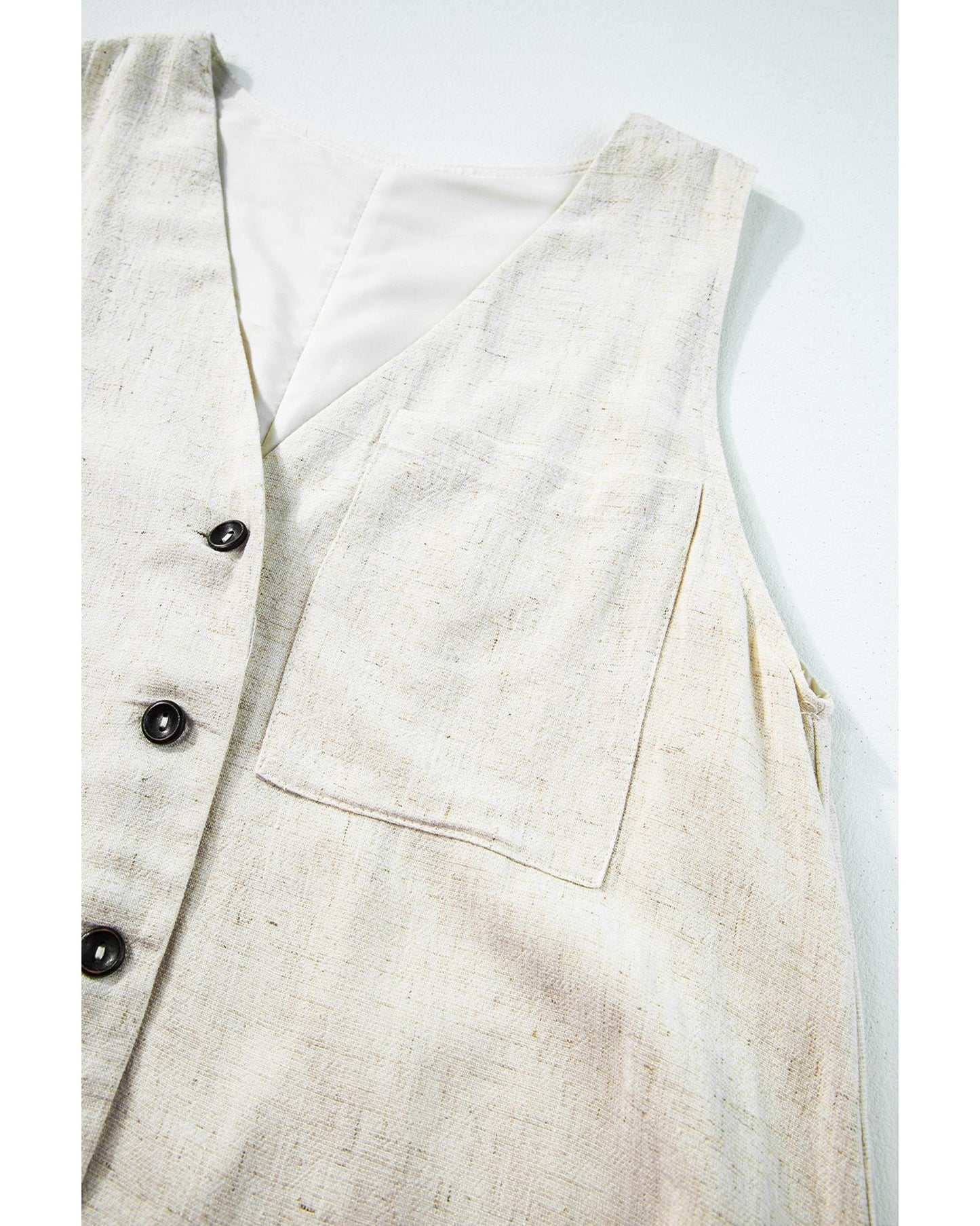 Sleeveless V-Neck Buttoned Front Romper