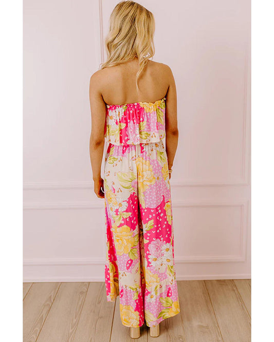 Floral Print High Waist Tube-Top Jumpsuit
