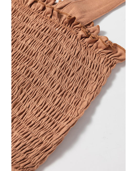 Dusty Pink Ruffled Shirred Wide Leg Sleeveless Jumpsuit