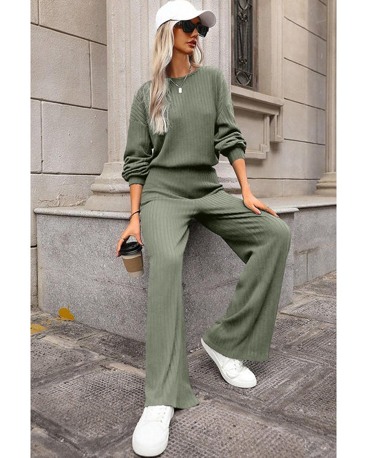 Ribbed Knit High-Waist Key-Hole BackJumpsuit