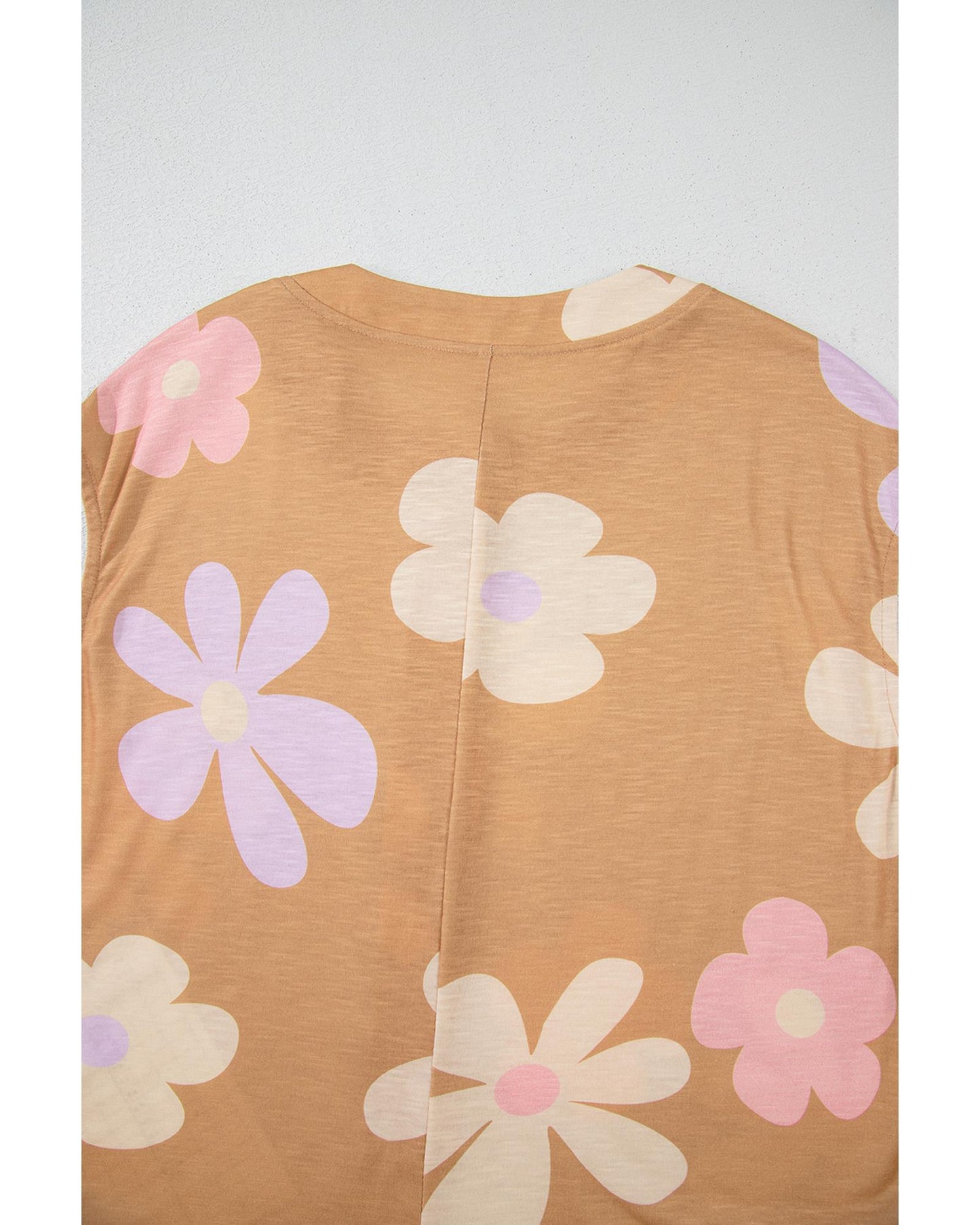 Khaki Floral Print Sleeveless Button-Up Jumpsuit