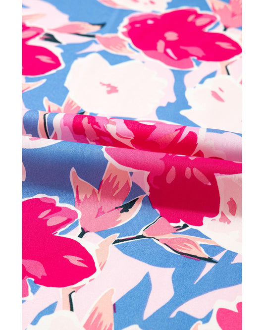 Floral Print Asymmetrical Neckline Belted Jumpsuit