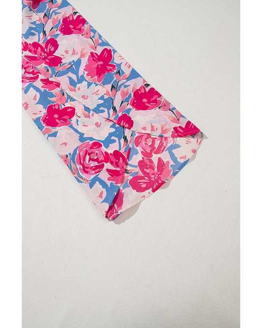 Floral Print Asymmetrical Neckline Belted Jumpsuit