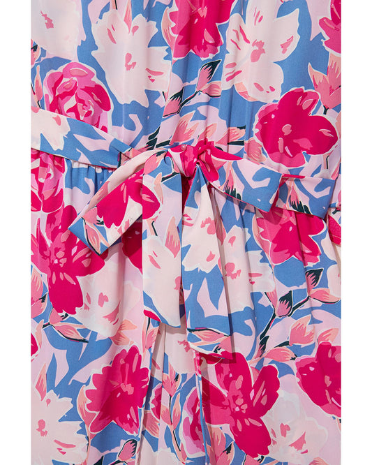 Floral Print Asymmetrical Neckline Belted Jumpsuit