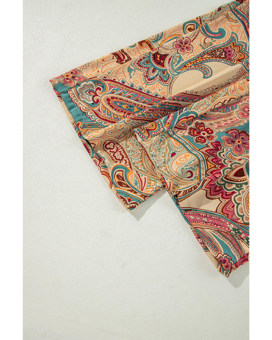 Red Paisley Printed Spaghetti Strap Wide Leg Jumpsuit