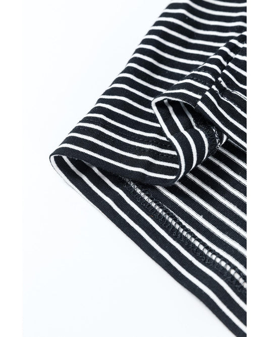 Black White Striped Print Buttoned Wide Leg Sleeveless Jumpsuit