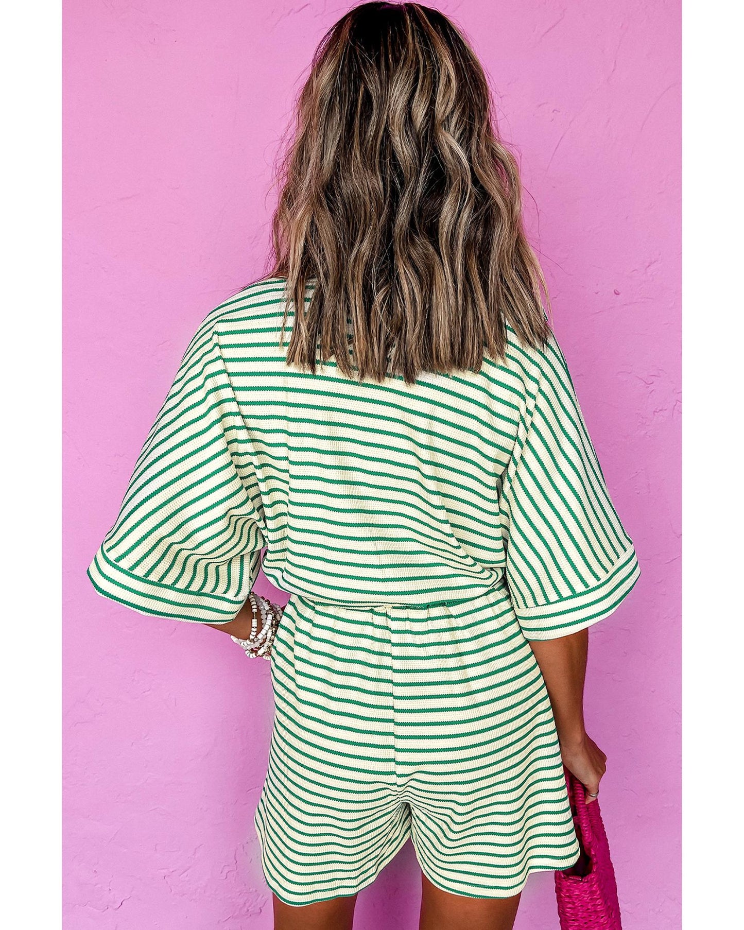Collared Buttoned Waist Tie Romper