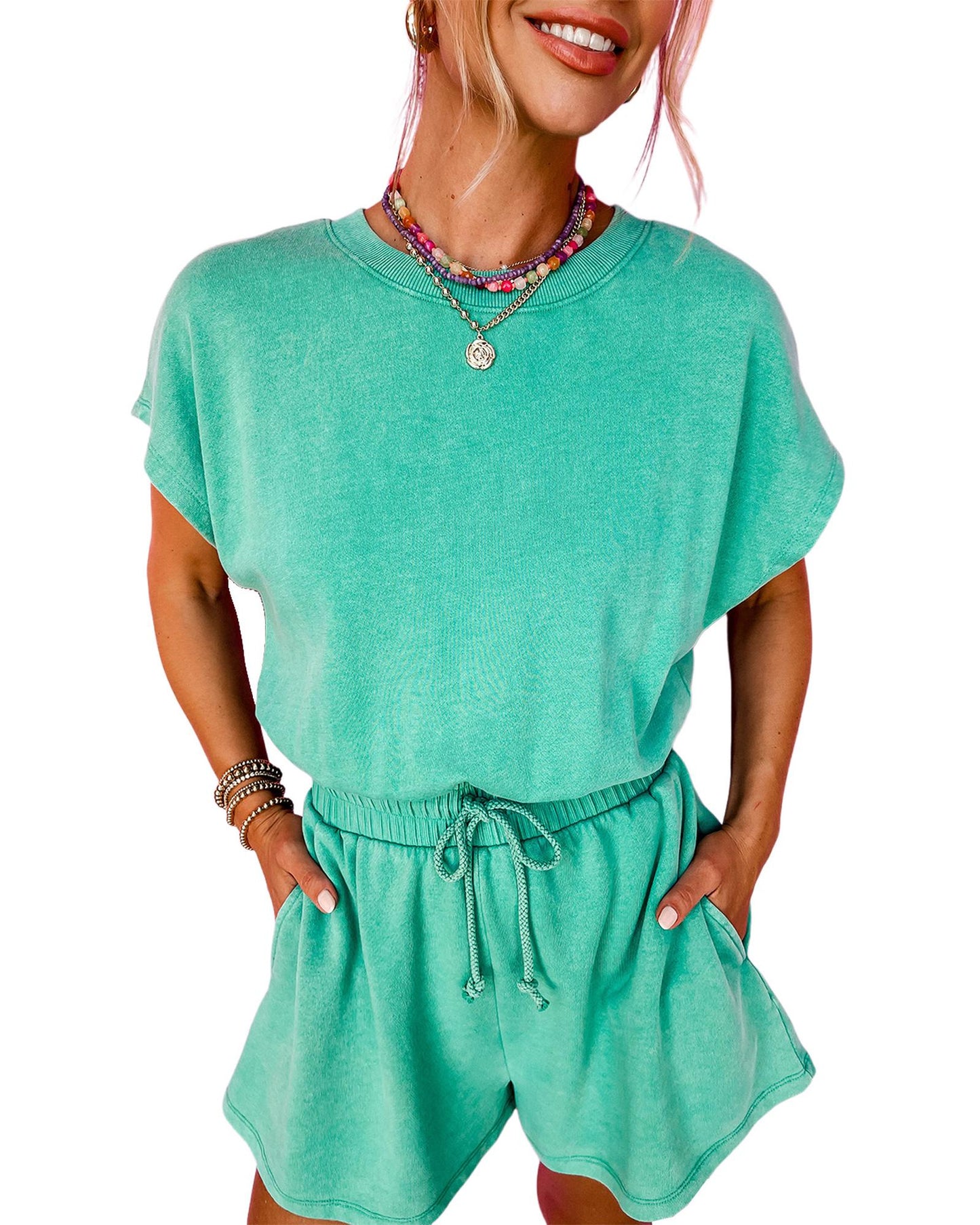 Sea Green Mineral Wash  Romper