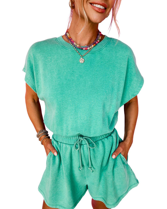 Sea Green Mineral Wash  Romper